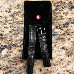 Michele 16mm Alligator Leather Watch Band Black